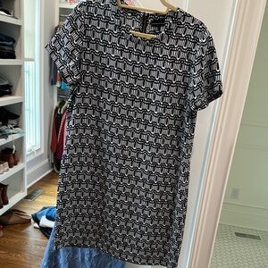 Geometric Navy Blue and White Dress